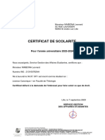 Certificat de Scolarite 2023-2024