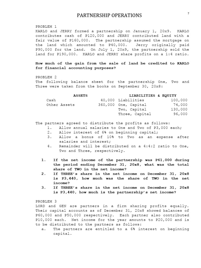 A 2 Operations | Download Free PDF | Partnership | Income Statement