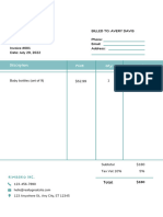 Cyan and Beige Professional Clean Book Store Commercial Invoice