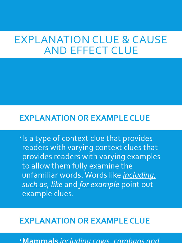 Explanation Clue & Cause and Effect Clue | PDF