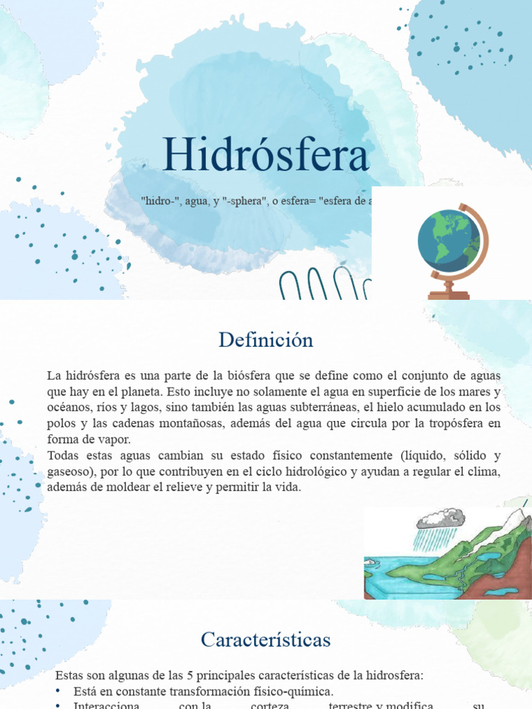 Características de la Hidrosfera | PDF | Agua | El ciclo del agua
