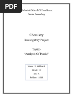 Chemistry Invesigatoy Project Analysis of Plastics