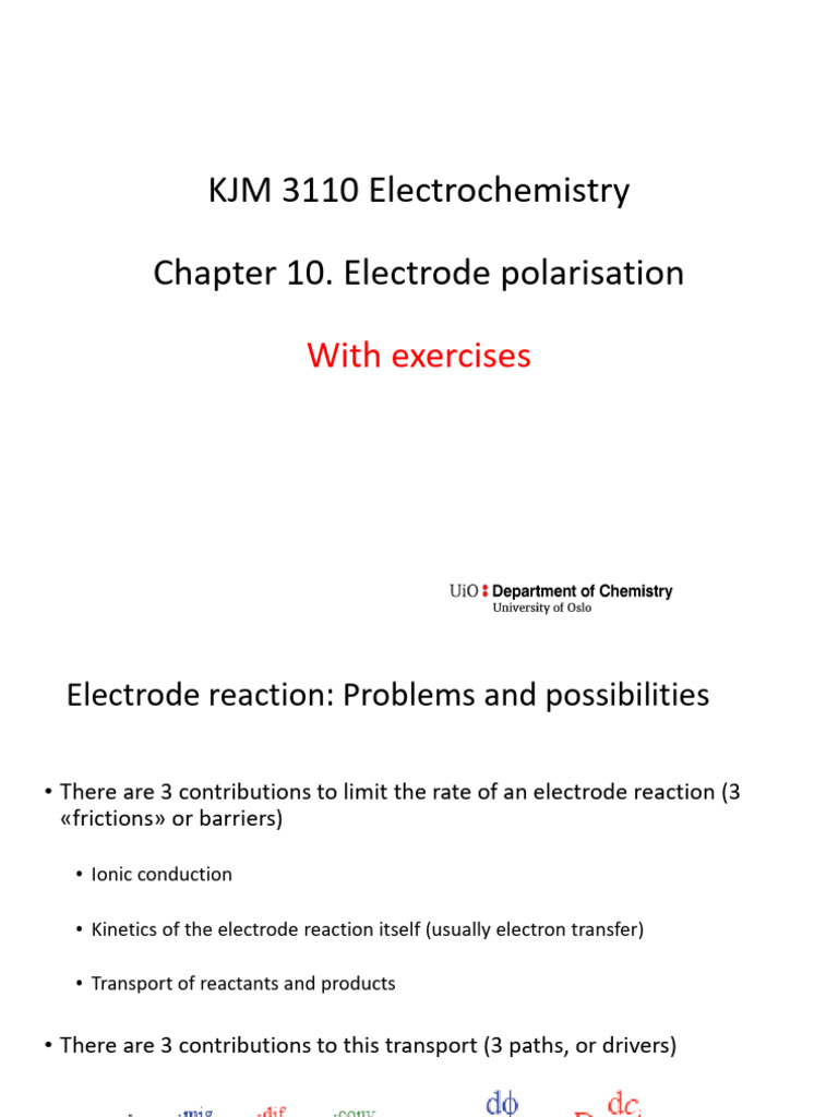 kjm3110 Chapter 10 Electrode Polarisation PDF Electrochemistry
