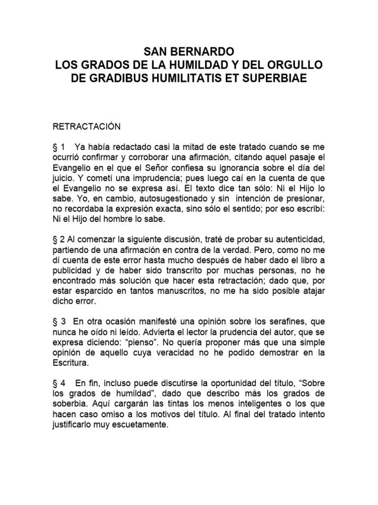 Grados de Humildad y Orgullo en San Bernardo | PDF | Verdad | Jesús