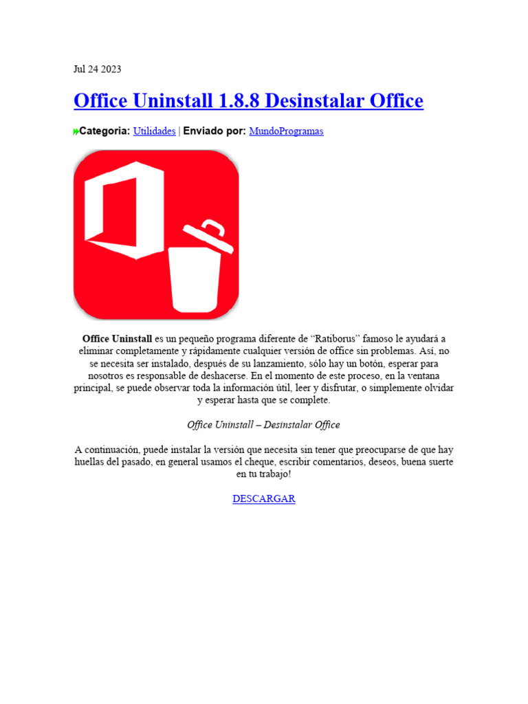 Office uninstall 1 8 8 desinstalar office pdf
