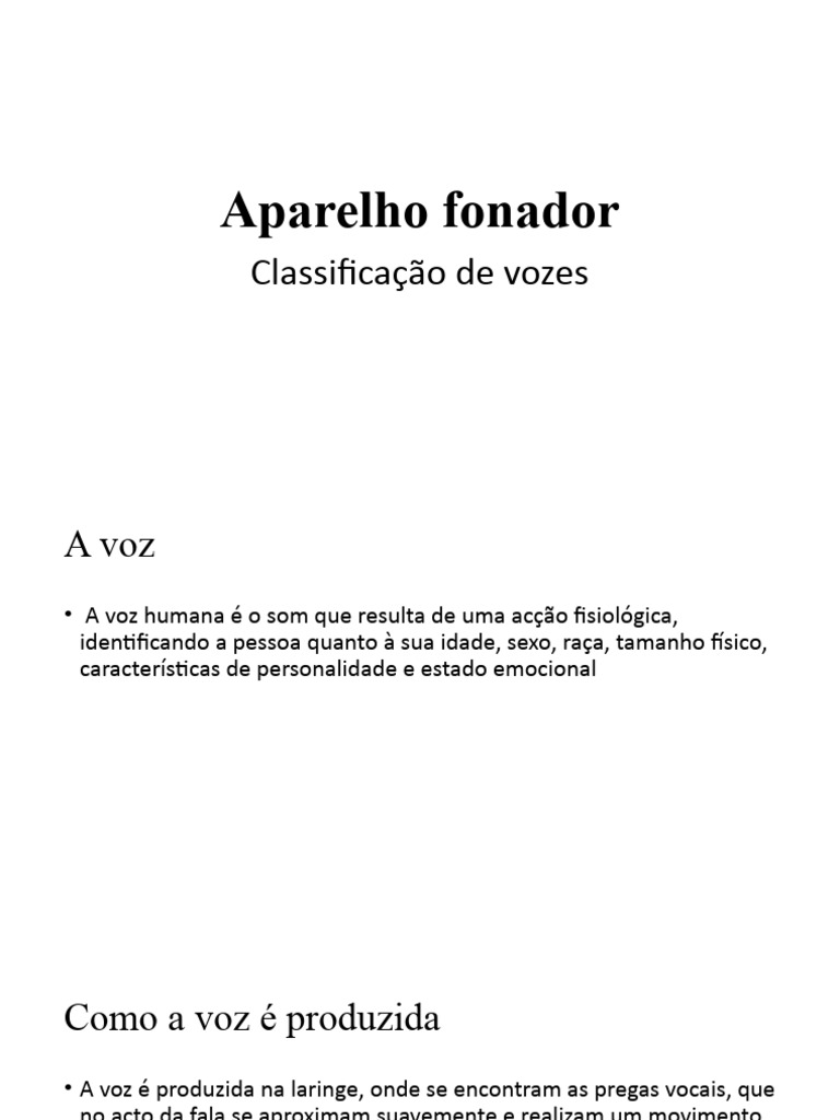 Produção e Classificação da Voz Humana | PDF