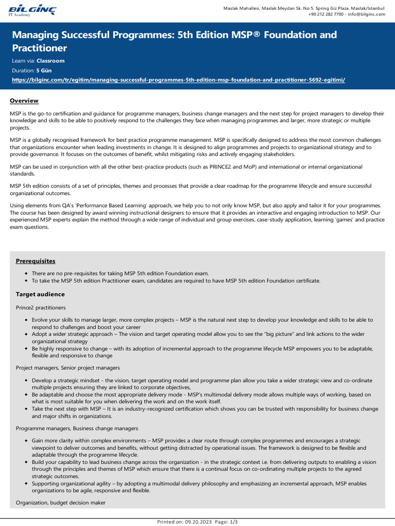 Managing Successful Programmes - 5th Edition MSPÂ® Foundation and ...