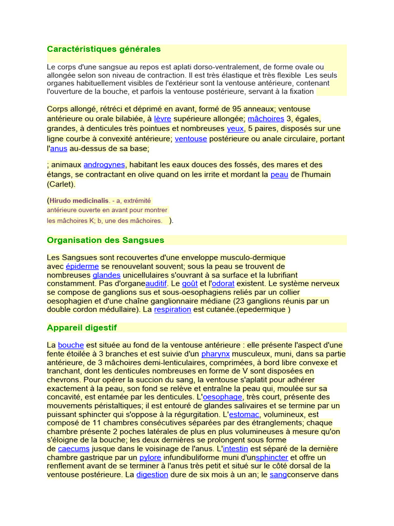 Anatomie et physiologie des sangsues | PDF | Estomac | Tractus gastro ...