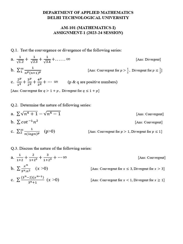 Am 101 Assignment 1 2023-24 | PDF | Mathematical Structures | Mathematics