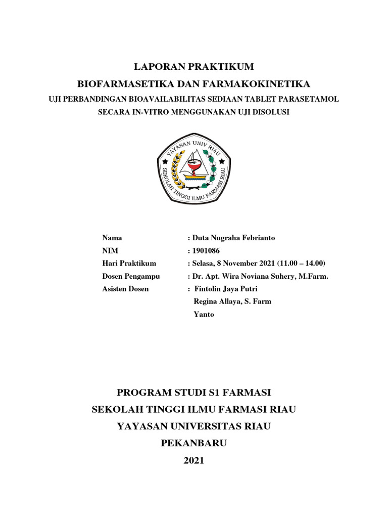 Laporan Praktikum Biofarmasetika Dan Farmakokinetika Uji Perbandingan ...