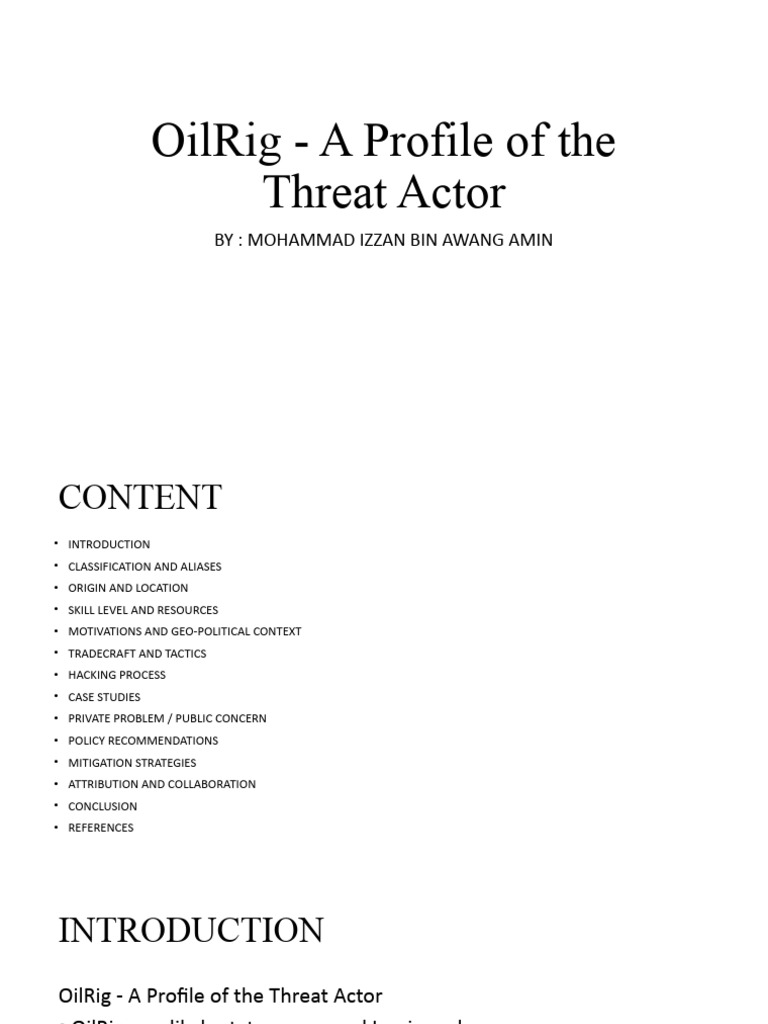 OilRig Threat Actor Profile Analysis | PDF | Security | Computer Security