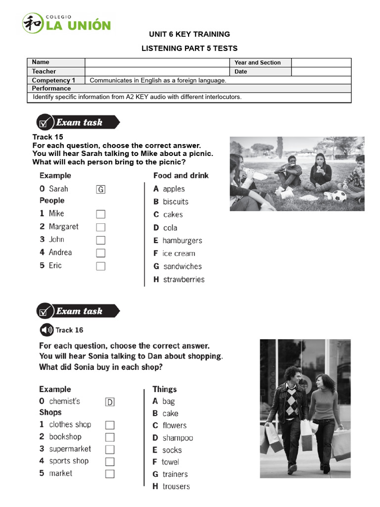 U5 W5 Cambridge Listening - Part 5 Tests | PDF