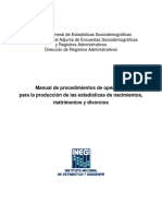 Manual de Procedimientos de Operación para La Producción de La Estadística de Nacimientos Matrimonios y Divorcios