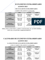 Calendario de Exámenes Extraordinarios AGOTO