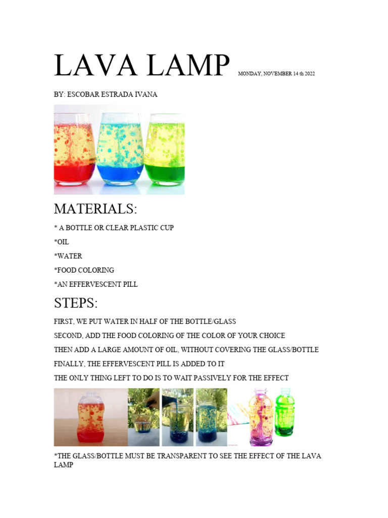 LAVA LAMP EXPERIMENT | PDF
