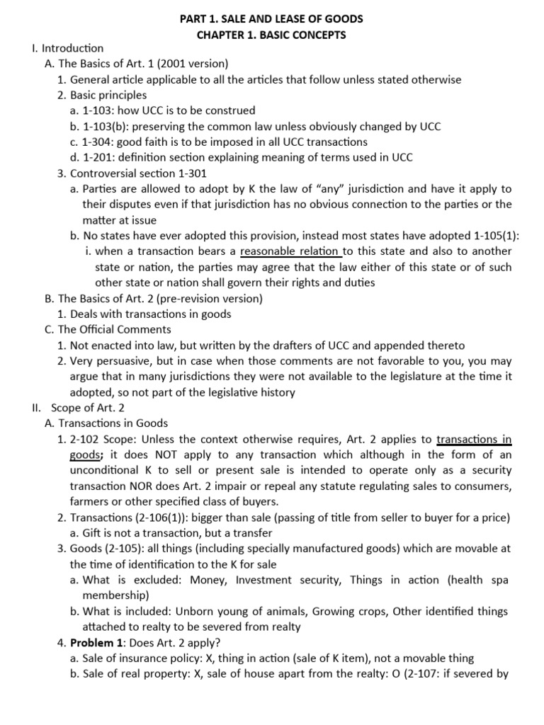 UCC Overview: Sales and Leases of Goods | PDF | Implied Warranty | Lease