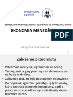 Ekonomia Menedżerska: DR Sylwia Machowska