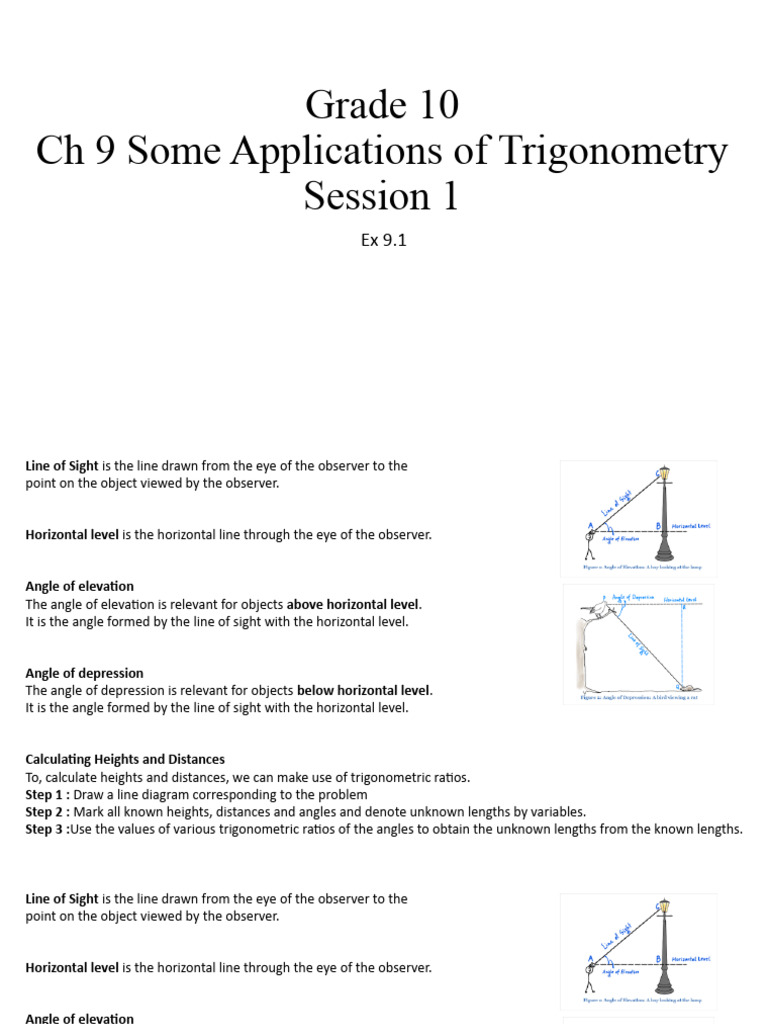 Trigonometry Applications for Grade 10 | PDF | Trigonometry | Angle