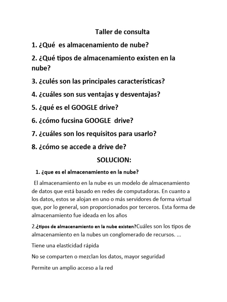 Almacenamiento en la Nube y Google Drive | PDF | Computación en la nube ...