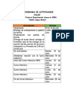 Cronograma de Actividades Julio