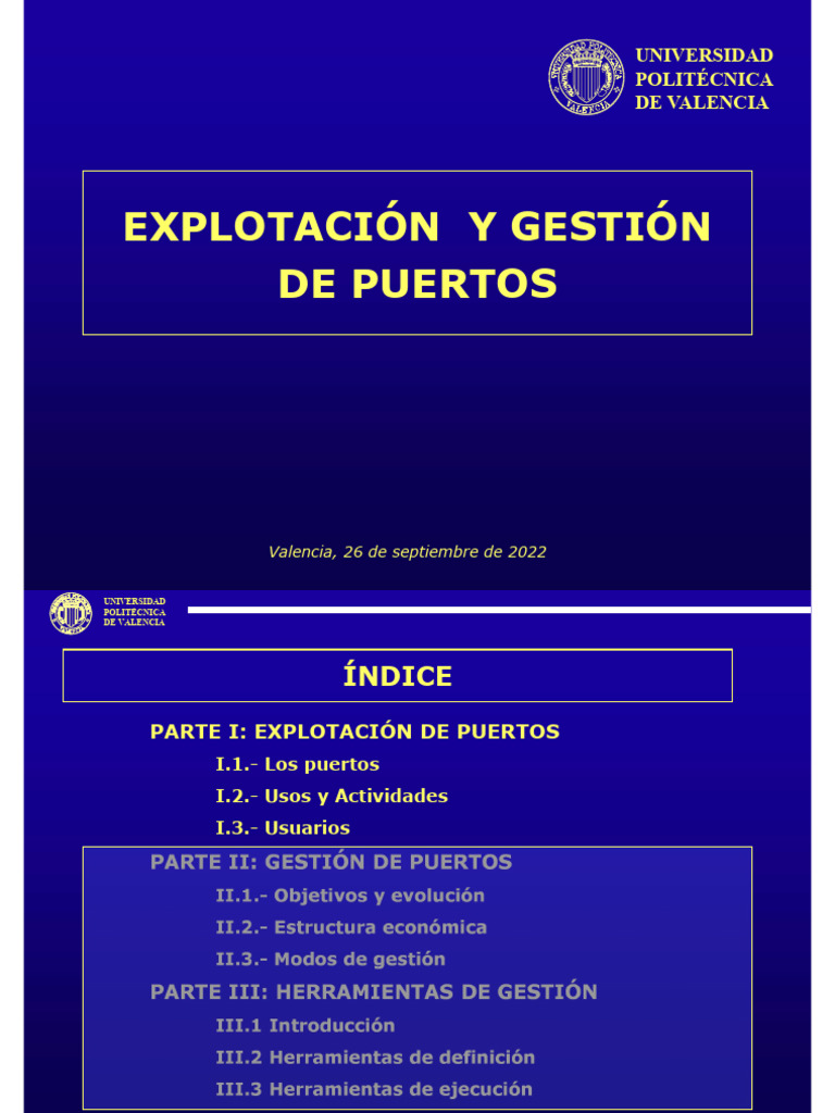 Explotación y Gestión de Puertos PDF Puerto Logística