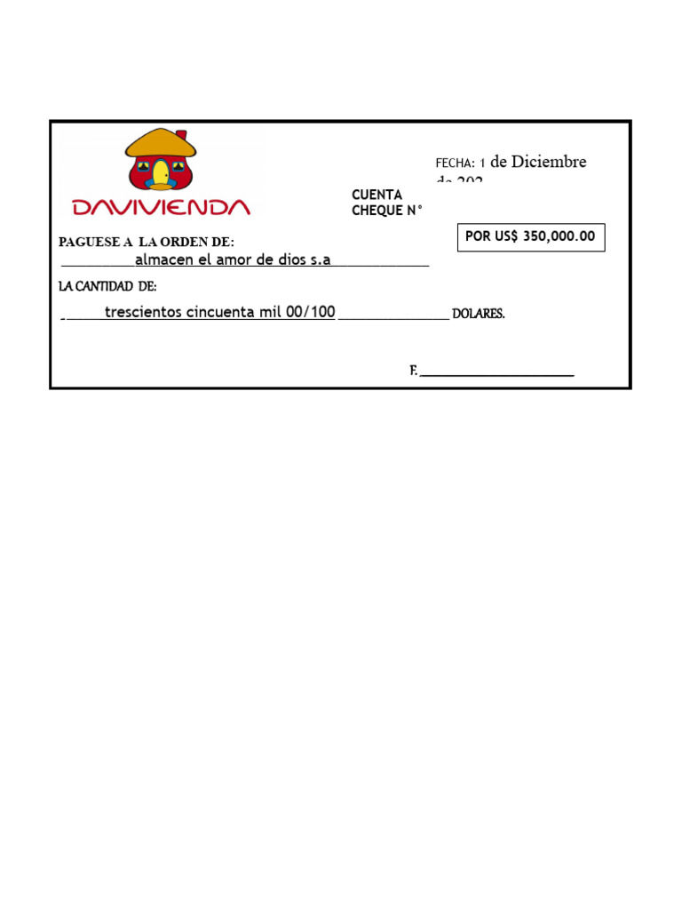 Ejemplo de Cheque Certificado en El Salvador | PDF