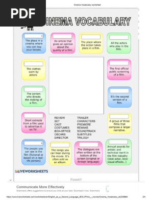 Cinema Vocabulary worksheet