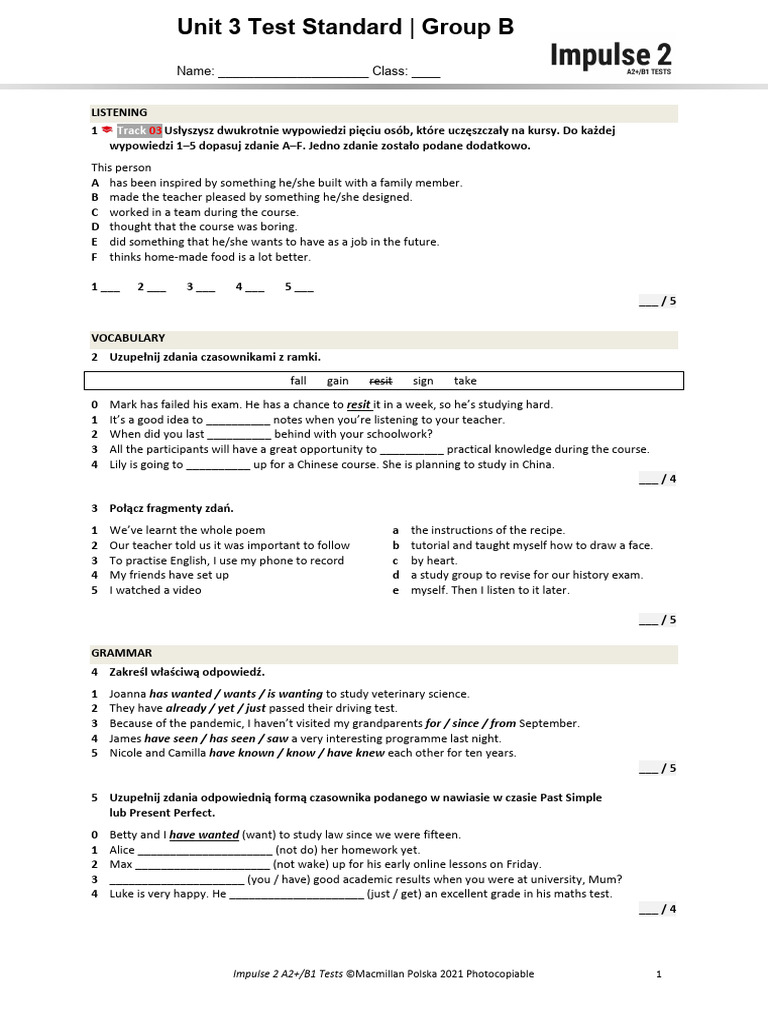Unit 3 Test Standard B Pdf