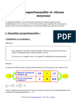 Proportionnalite Et Vitesse Moyenne Cours en 4eme en PDF