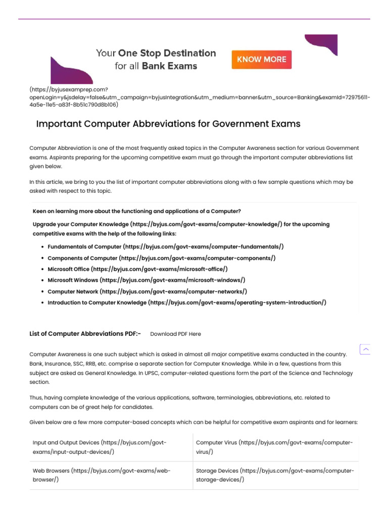 Computer Abbreviations & Acronyms Download The List of Computer