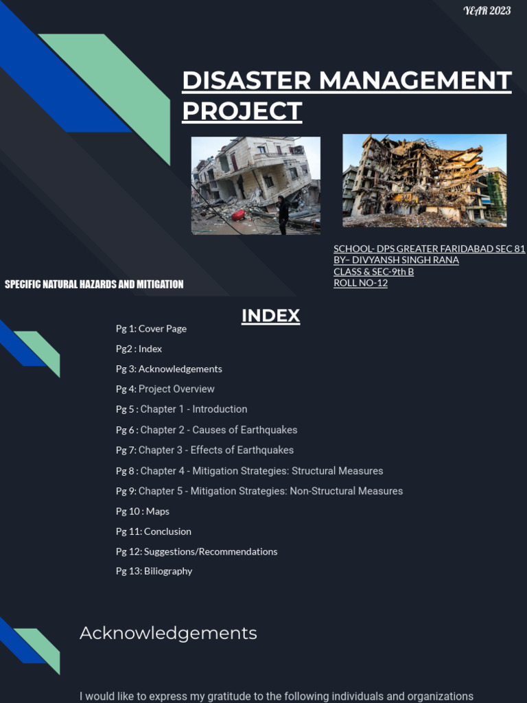 Disaster Management Project PDF Earthquakes Earthquake Engineering