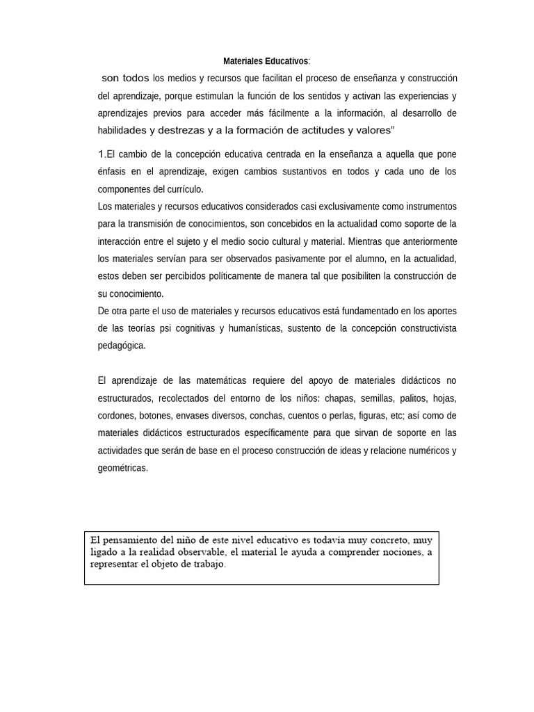 Materiales Didácticos para Primaria | PDF | Aprendizaje | Cognición