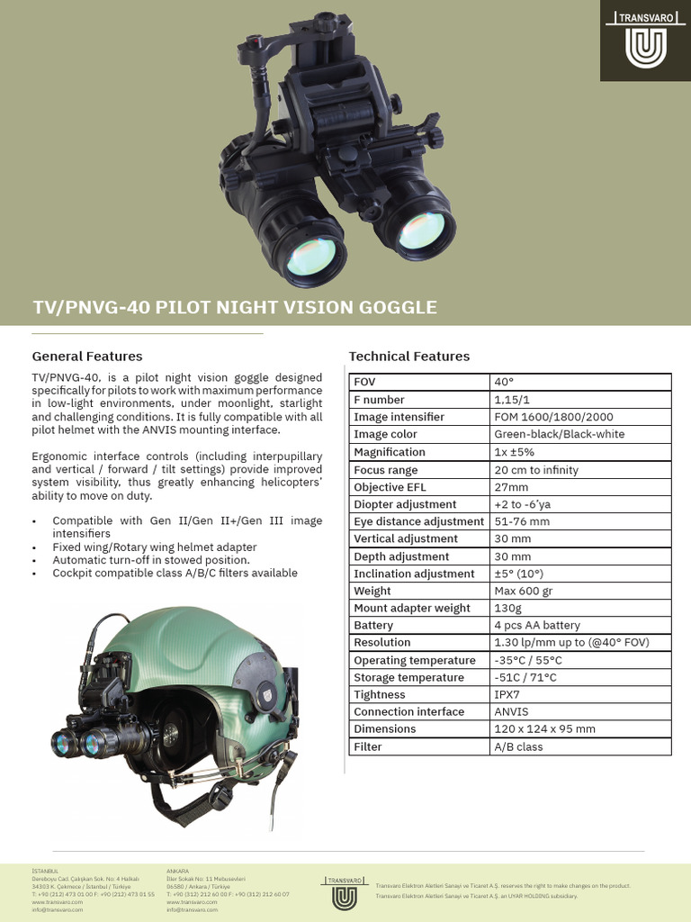 PNVG-40 Pilot Night Vision Goggles | PDF