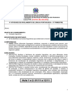 Atividade de Nivelamento 4 - Língua Portuguesa - 1ª Série - PROFESSOR