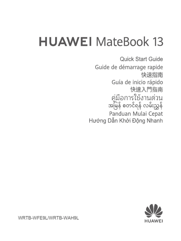 Huawei Matebook 13 Quick Start Guide - (Wrtb-wfe9&Wah9l, 01, En-Us) 2 ...