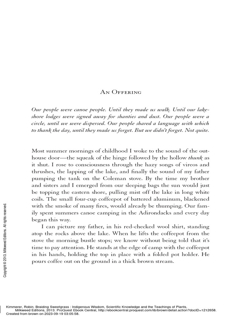 Braiding Sweetgrass Indigenous Wisdom, Scientific (Planting