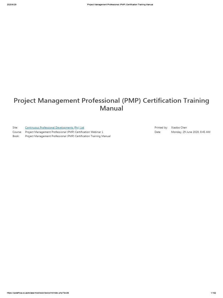 PMP Certification Training Manual | PDF | Project Management ...