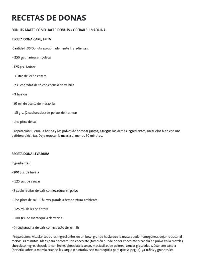Recetas De Donas Pdf Rosquilla Chocolate