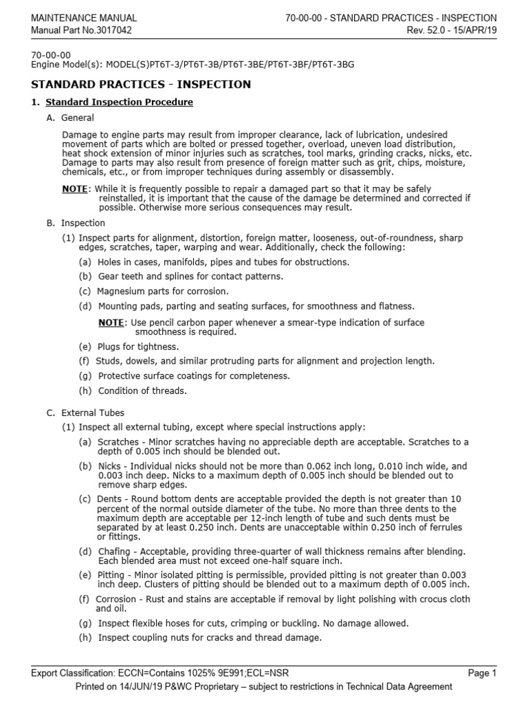PT6T Engine Inspection Standards Guide | PDF | Pipe (Fluid Conveyance ...
