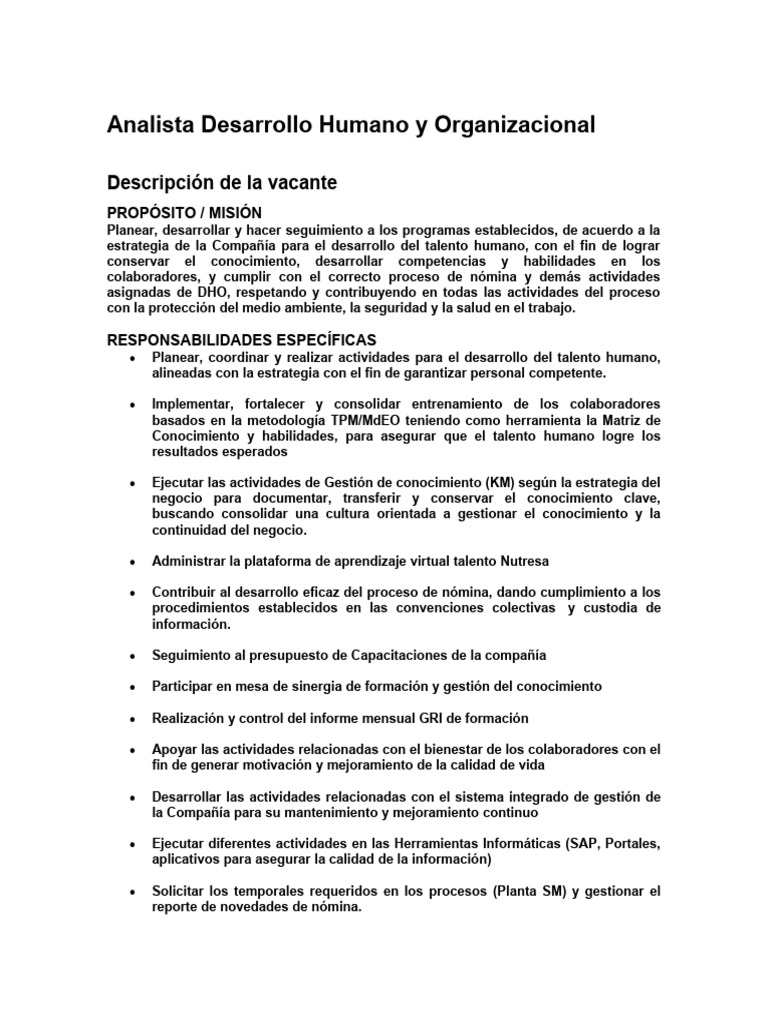 Desarrollo Humano y Organizacional | PDF | Conocimiento administrativo ...