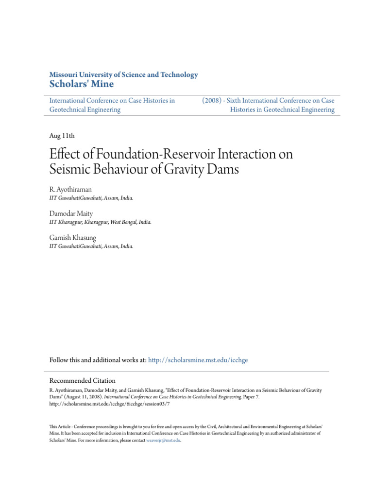 Effect of Foundation-Reservoir Interaction | PDF | Dam | Stress (Mechanics)