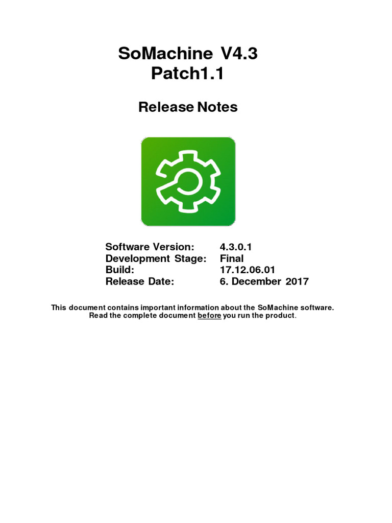 SoMachine V4.3 Patch 1.1 Release Notes | PDF | Version Control ...