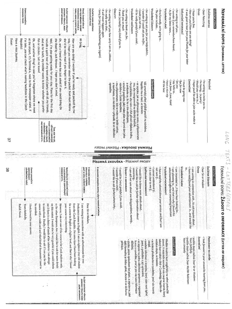 Maturita Writing Long Texts Letters Emails PDF