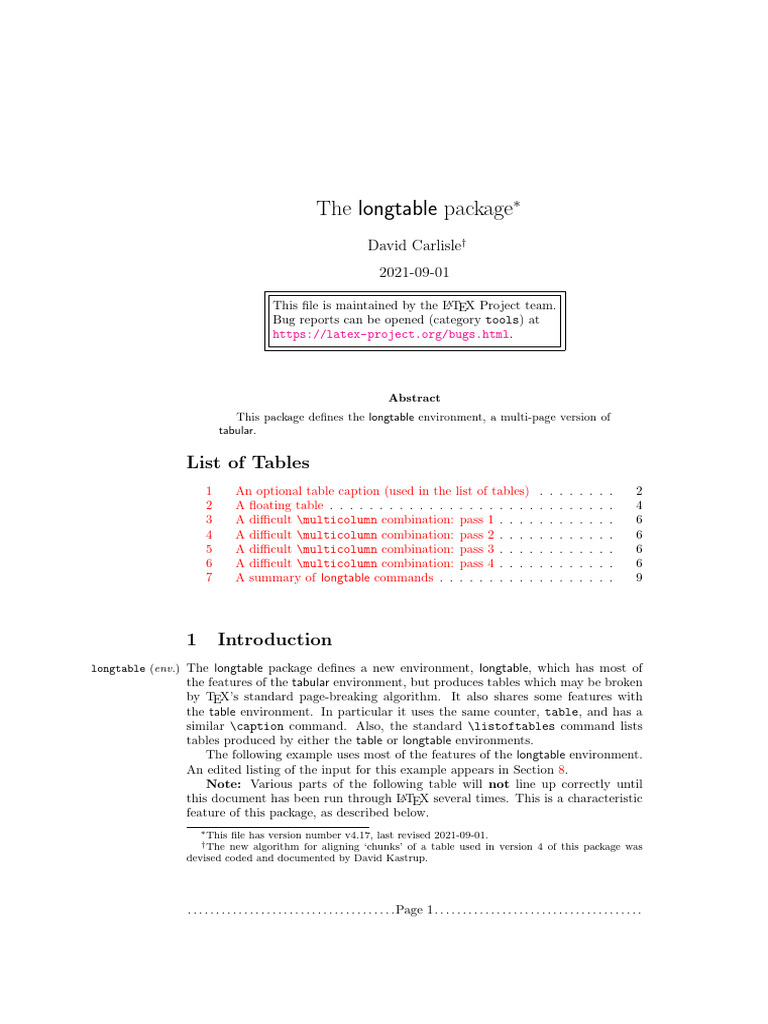LaTeX Longtable Package PDF Te X Computer Programming