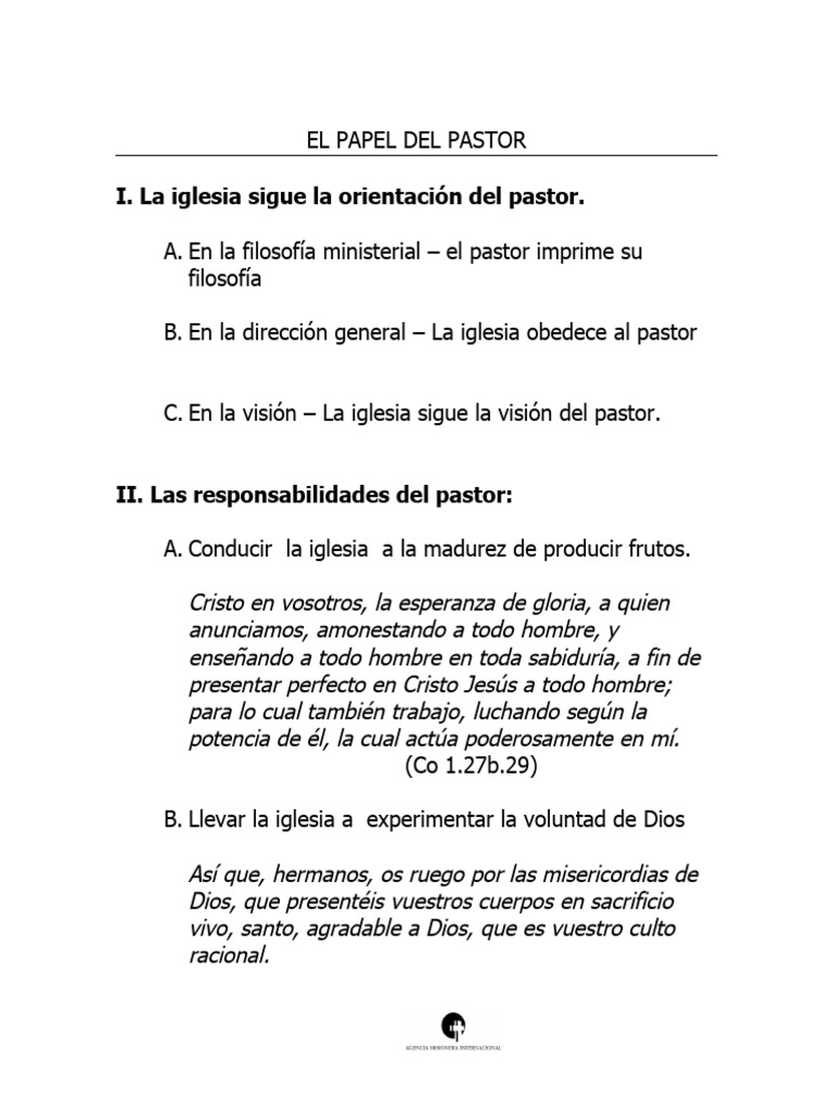 El Rol Fundamental del Pastor | PDF | Misionero | Cristo (título)