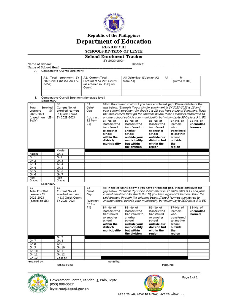Enrolment Tracker School PDF