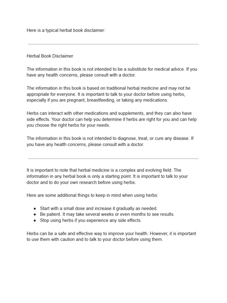 Herbal Book Disclaimer PDF PDF