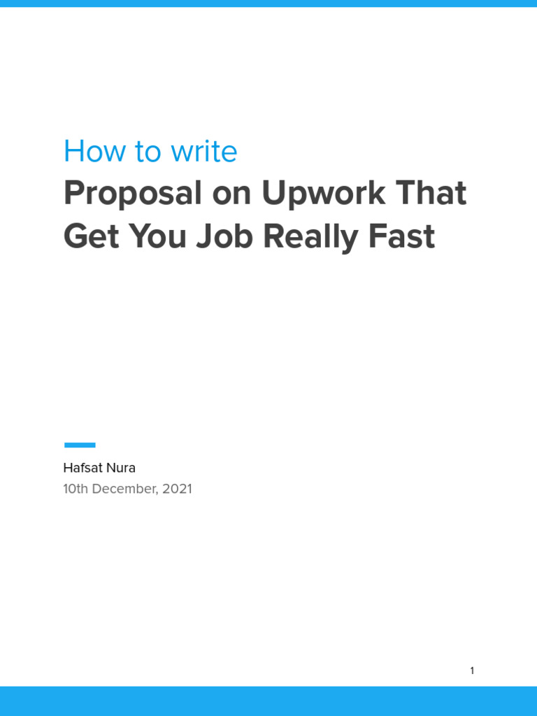 How To Write Proposal On Upwork That Get You The Job By Hafsat Nura