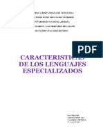 Caracteristicas Del Lenguaje Especializado