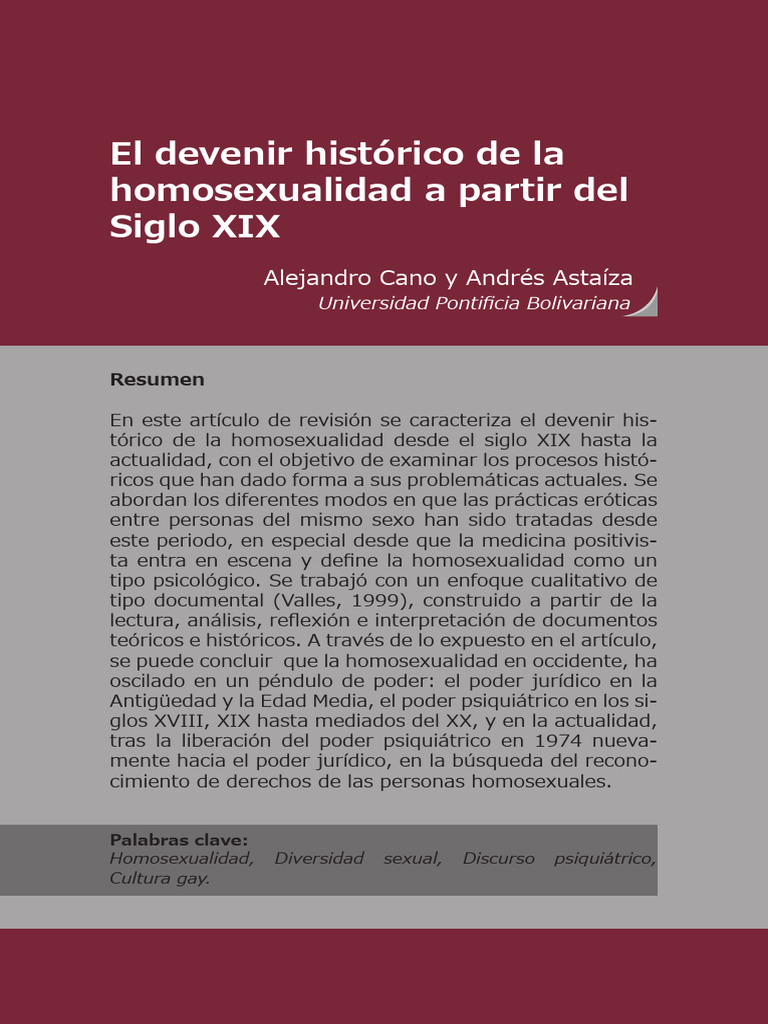 Devenir histórico de la homosexualidad | PDF | Homosexualidad